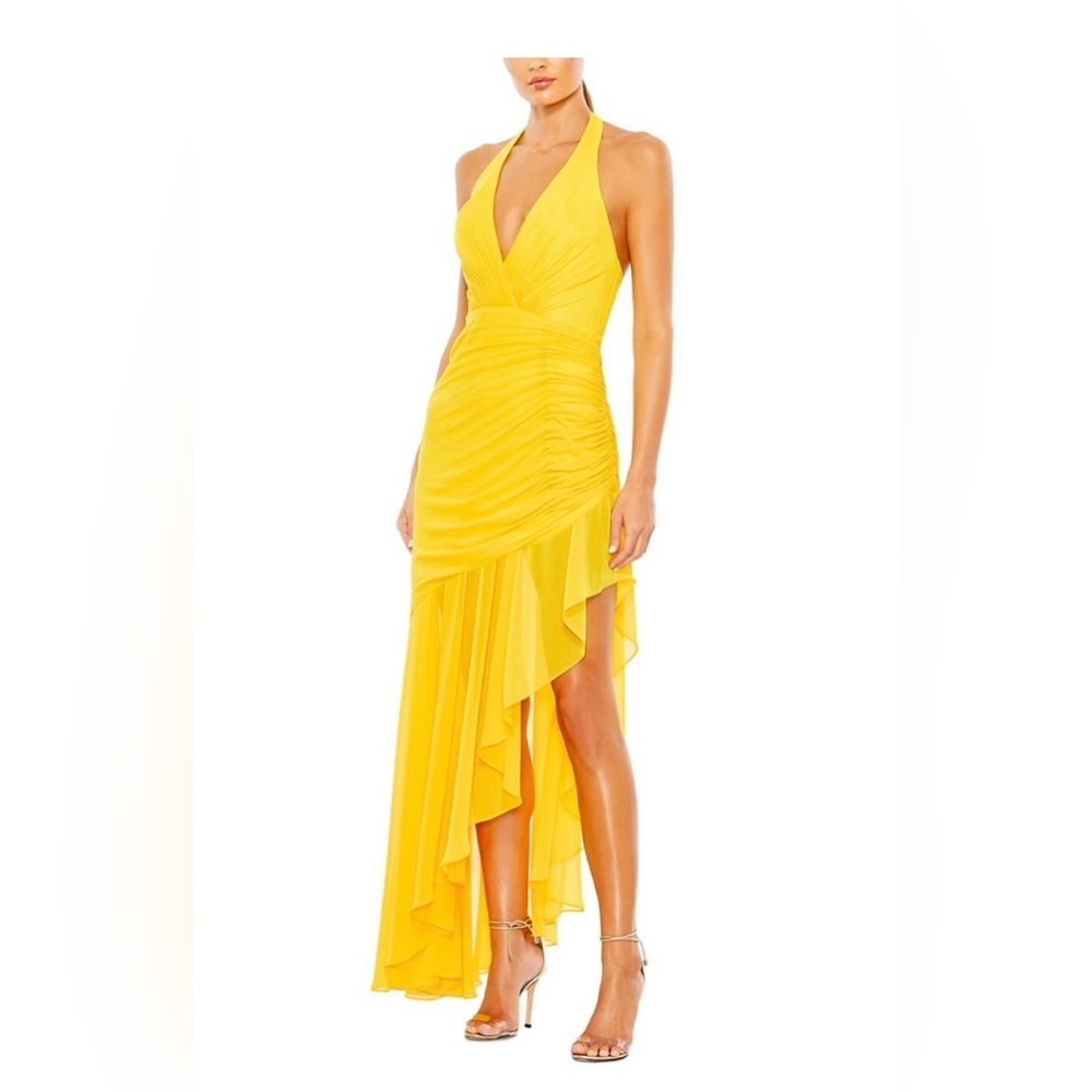 Mac Duggal new Ruffle Hem Halter Strap Maxi Dress 20 home coming resort wedding